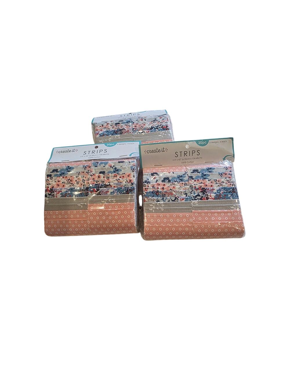 Create It Ditsy Floral Fabric Strips Lot of 3 Packs 100% Cotton Jelly Roll Quilt